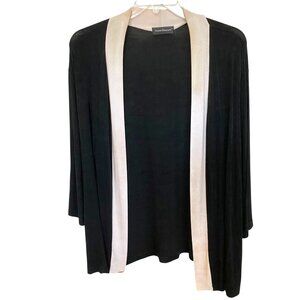Travel Elements Vintage Black Slinky Cardigan With White Trim Witchcore  Size 2X